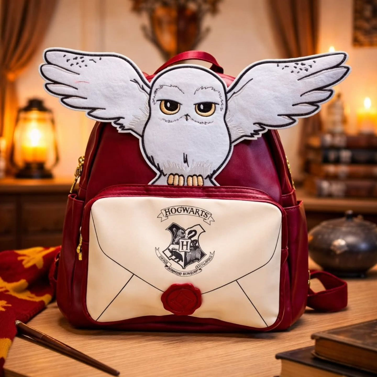 Mochila Hedwig Carta Harry Potter Bordó