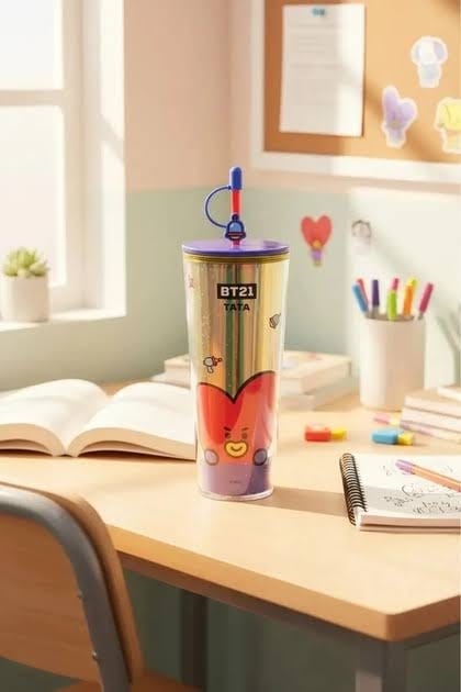 Vaso Holográfico BT21 "Tata" Mágico con Popote ❤️🚀800ML