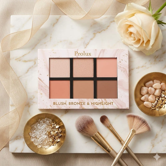 Todo en Uno: Paleta de Rostro Prolux Blush, Bronze &amp; Highlight 🌟.