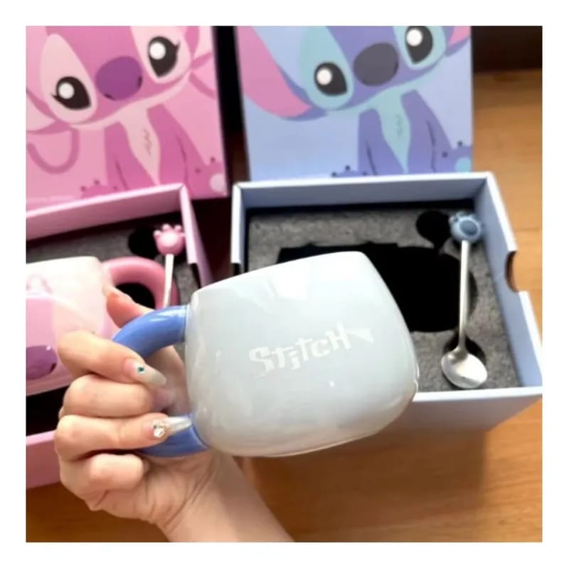 Set Taza + Cuchara Stitch Disney - Colección Kawaii
