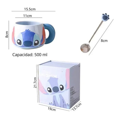 Set Taza + Cuchara Stitch Disney - Colección Kawaii