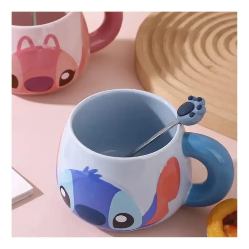 Set Taza + Cuchara Stitch Disney - Colección Kawaii