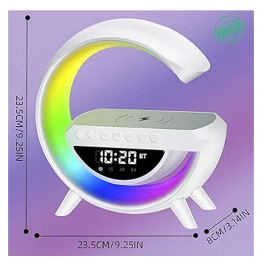 Lámpara Inteligente "G" – Carga Inalámbrica, Reloj y Sonido Premium