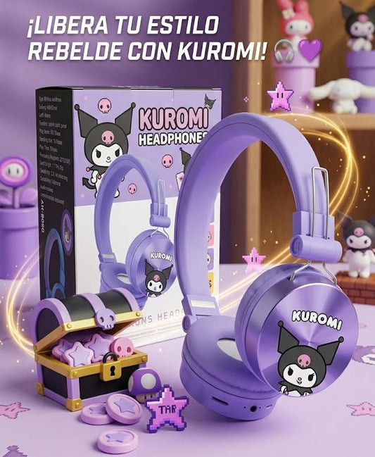 Auricular  Kuromi Rebel: Estilo único, atrevido y muy cool. 💀💜