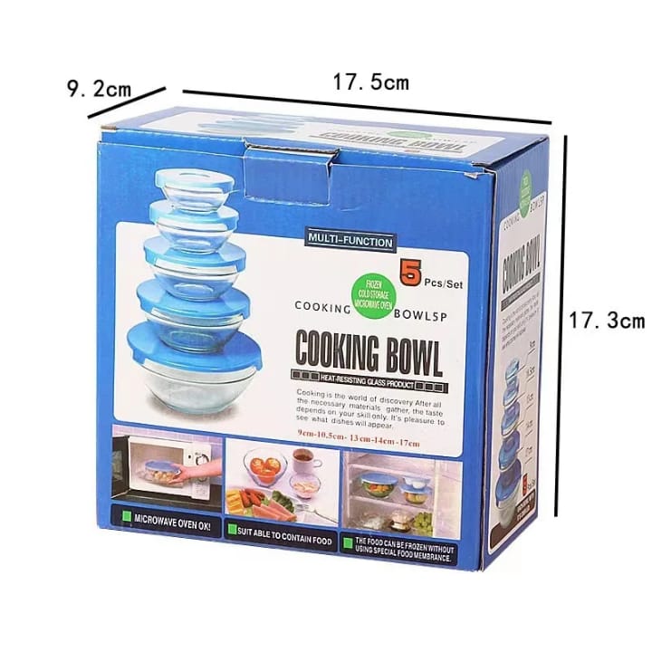 Juego de Bowls de Vidrio con Tapa (5 Piezas) 🥣