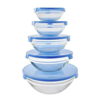 Juego de Bowls de Vidrio con Tapa (5 Piezas) 🥣