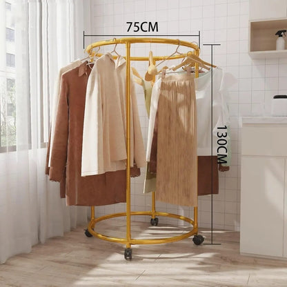 Perchero Circular con Ruedas y Soporte Gold ✨🧥