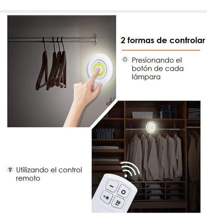 Pack de 3 Luces LED Inalámbricas con Control Remoto 💡