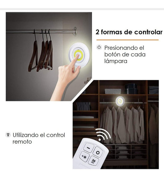 Pack de 3 Luces LED Inalámbricas con Control Remoto 💡