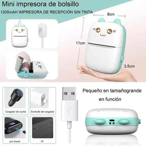 Mini Impresora Térmica Portátil Kawaii 🐱