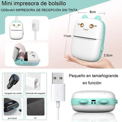 Mini Impresora Térmica Portátil Kawaii 🐱