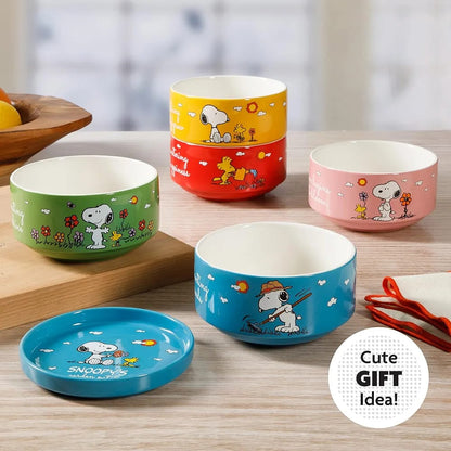 Set de Bowls Multicolores con Platos - Edición Snoopy☕