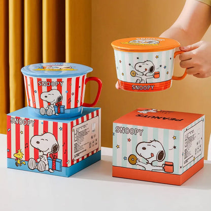 Tazones Snoopy para Fideos y Ramen con Tapa – Edición "Celebration" &"Cooking Time" 🐾🎁👨🍳950ML