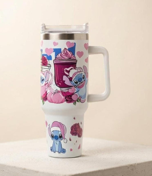 💗 Vaso Térmico de Stitch con Corazones