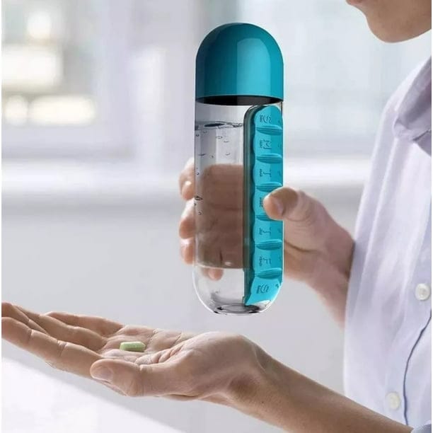 💊 Botella de Agua con Pastillero Diario