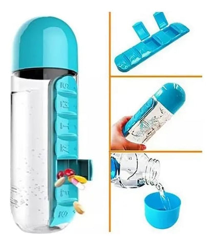 💊 Botella de Agua con Pastillero Diario