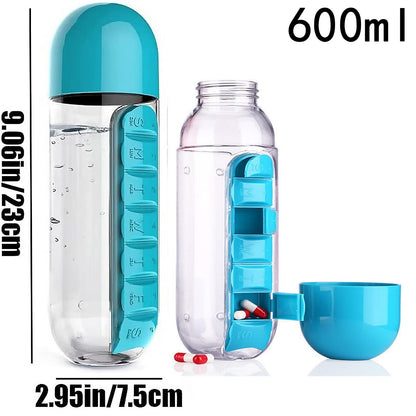 💊 Botella de Agua con Pastillero Diario