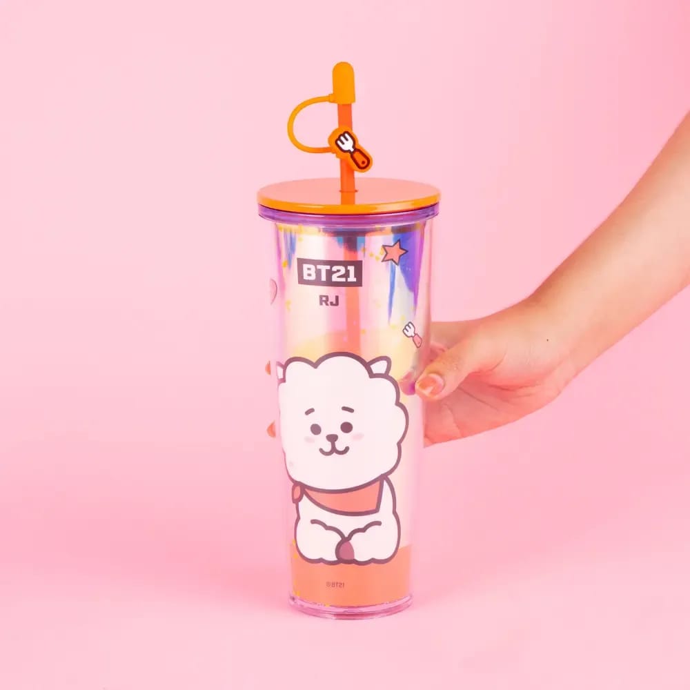 Vaso Holográfico BT21 "RJ" de Doble Capa con Popote 🦙💖800ML