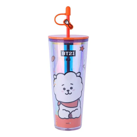 Vaso Holográfico BT21 "RJ" de Doble Capa con Popote 🦙💖800ML