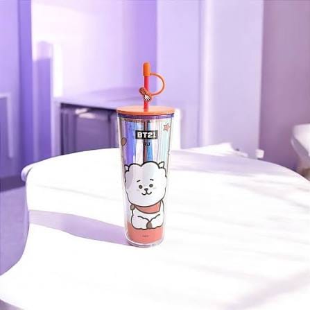 Vaso Holográfico BT21 "RJ" de Doble Capa con Popote 🦙💖800ML