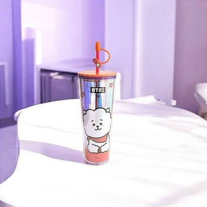 Vaso Holográfico BT21 "RJ" de Doble Capa con Popote 🦙💖800ML