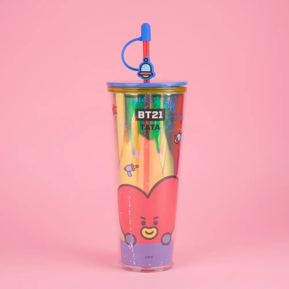 Vaso Holográfico BT21 "Tata" Mágico con Popote ❤️🚀800ML