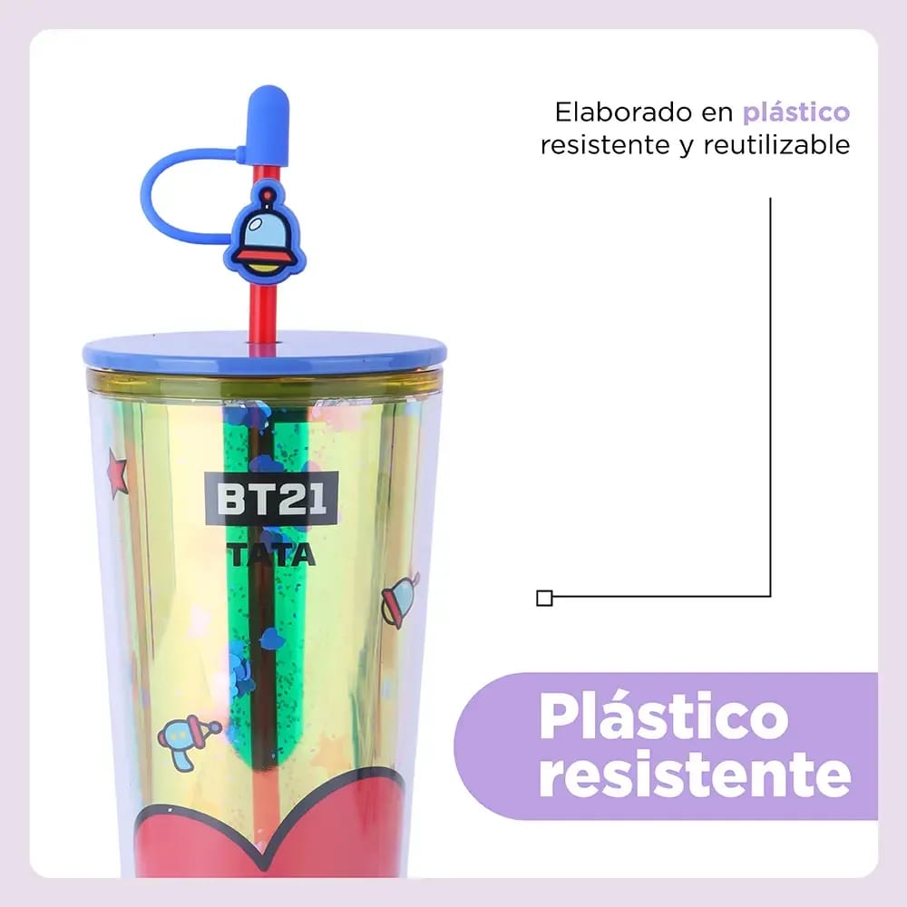 Vaso Holográfico BT21 "Tata" Mágico con Popote ❤️🚀800ML