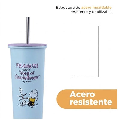 Vaso Térmico Peanuts "Charlie Brown &amp; Snoopy" 🥤💙800ML