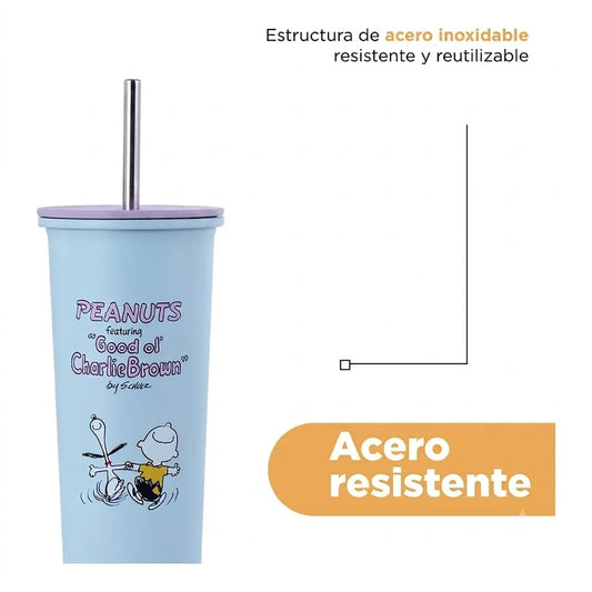 Vaso Térmico Peanuts "Charlie Brown &amp; Snoopy" 🥤💙800ML
