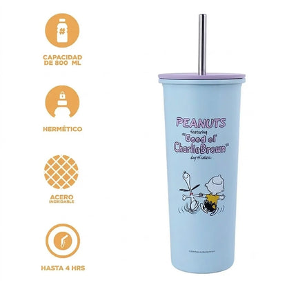 Vaso Térmico Peanuts "Charlie Brown &amp; Snoopy" 🥤💙800ML