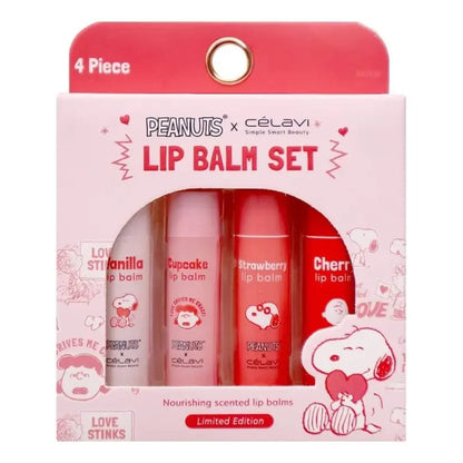 💋 Set de Bálsamos Labiales Peanuts x Célavi (4 Piezas)