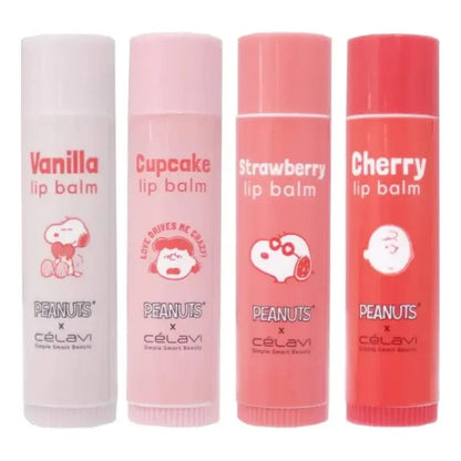 💋 Set de Bálsamos Labiales Peanuts x Célavi (4 Piezas)