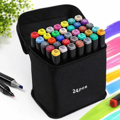 Set de Marcadores Artísticos Doble Punta - 24 Piezas 🖊️