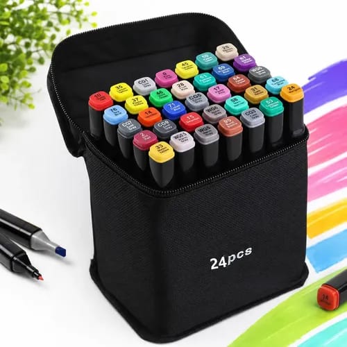 Set de Marcadores Artísticos Doble Punta - 24 Piezas 🖊️