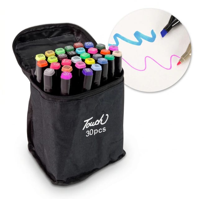 Estuche de Marcadores Doble Punta a Alcohol - 30 Pcs 🖍️