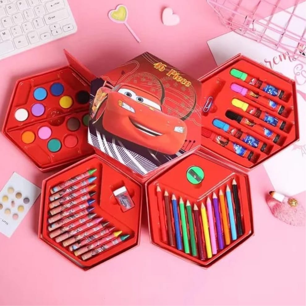 ¡Acelera su Creatividad con el Set de Arte de Cars 46 Piezas! 🏁🖍️