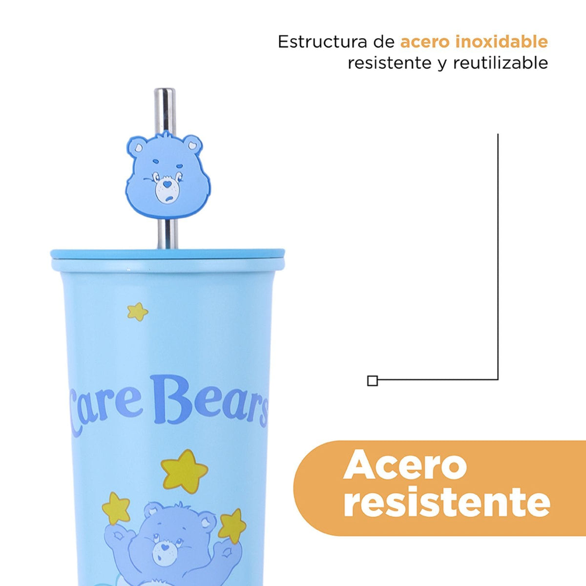 Vaso Térmico Care Bears Azul con Popote 💙🐻⭐