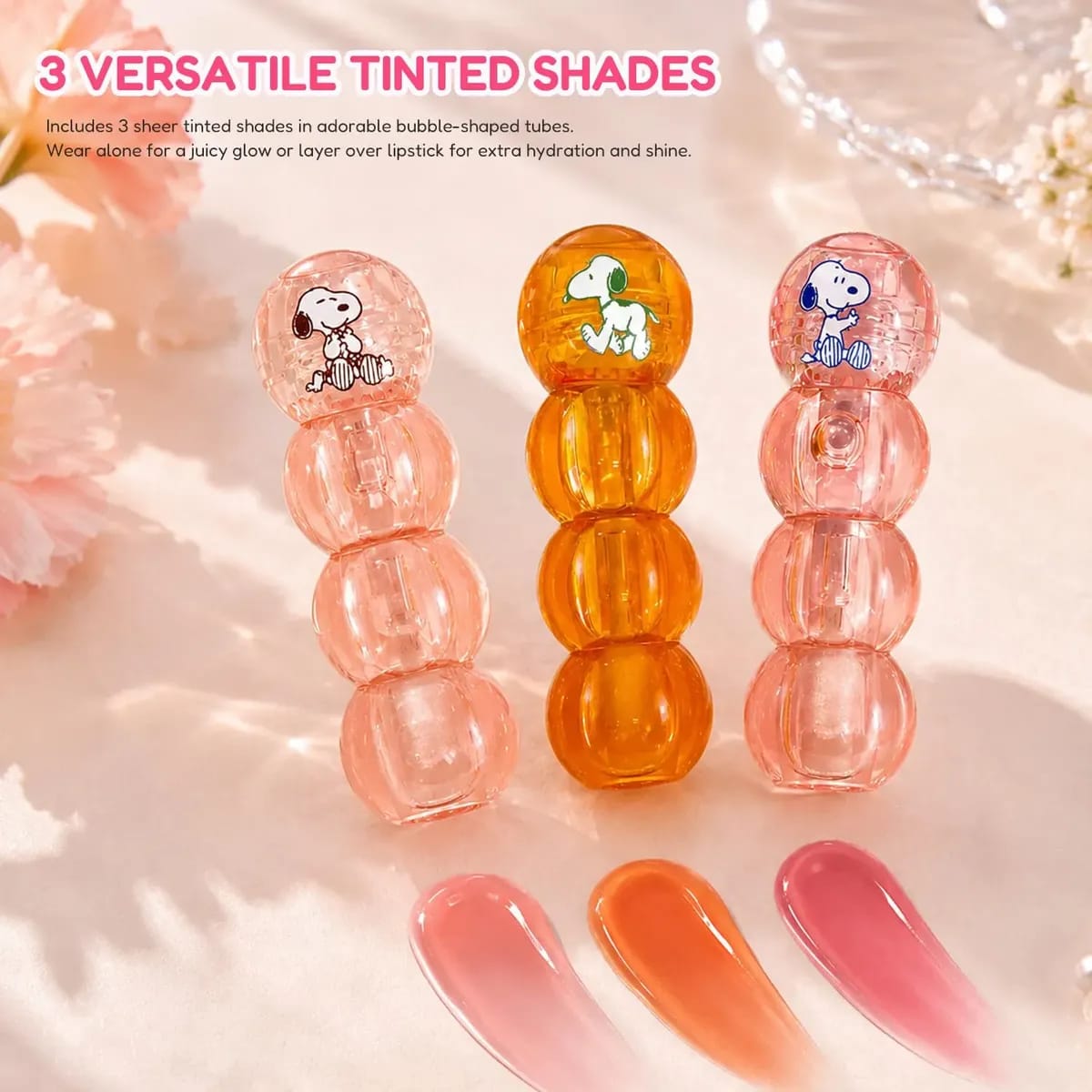 Set de Aceites Labiales Snoopy x Célavi con Bolso (3 Piezas) 👜