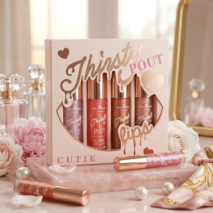 Set de labiales Thirsty Pout CUTIE 💖 Brillo Dulce y Radiante